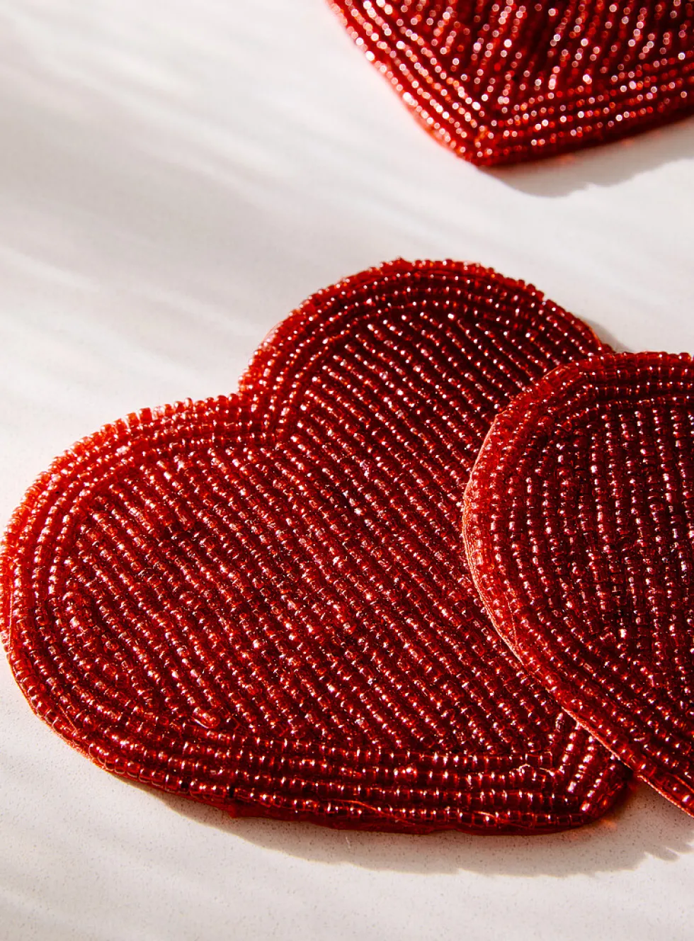 Red heart beads coasters