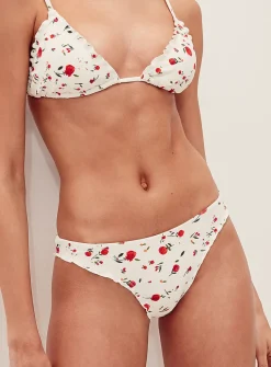 Red rose ruched slim bikini