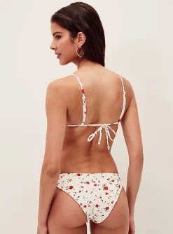 Red rose ruched slim bikini