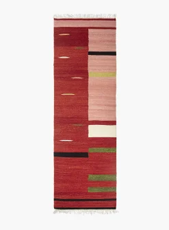 Red stripes artisanal hallway runner