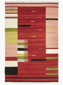 Red stripes artisanal rug