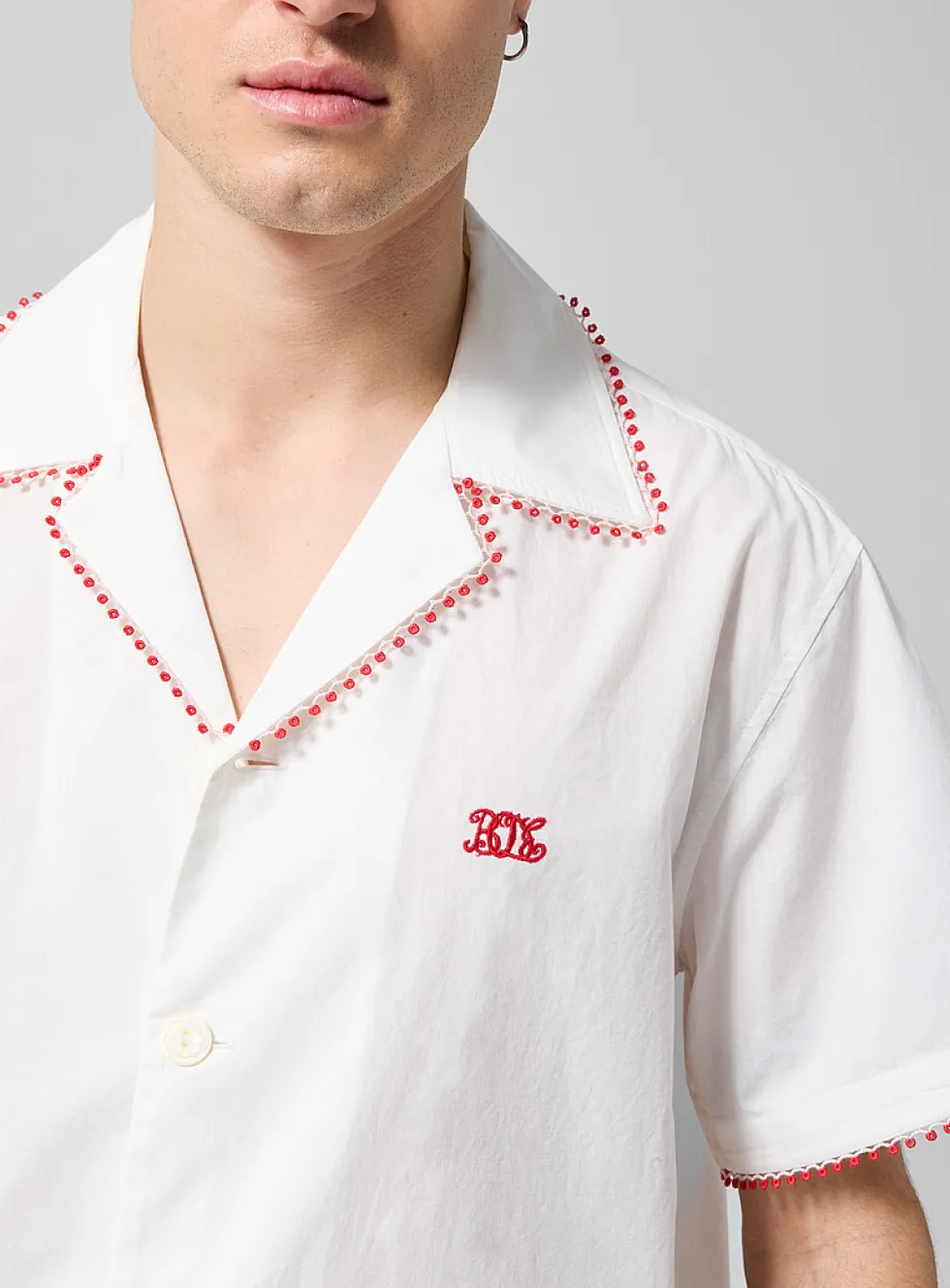Redbud lace trim cabana shirt