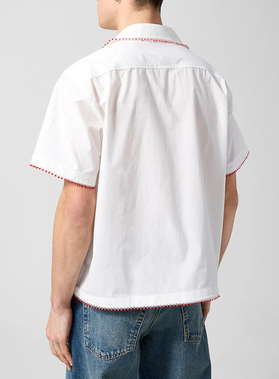 Redbud lace trim cabana shirt
