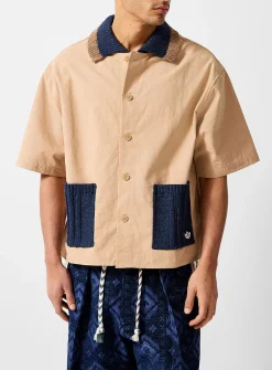 Refined Utility knit collar and pockets shirt