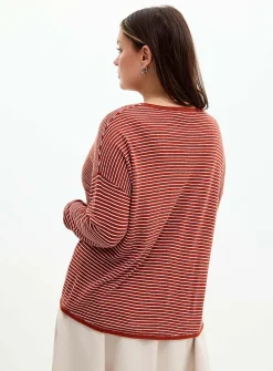 Reprocessed linen striped sweater