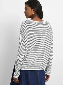 Reprocessed linen striped sweater