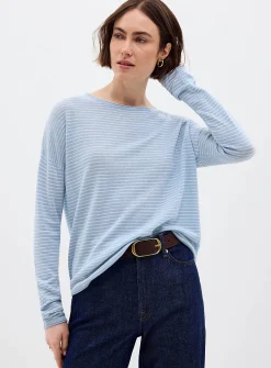 Reprocessed linen striped sweater