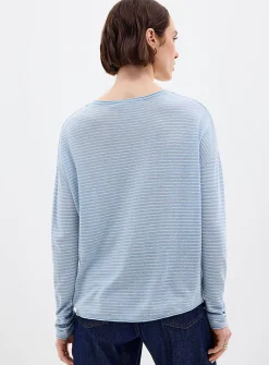 Reprocessed linen striped sweater