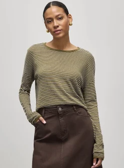 Reprocessed linen striped sweater