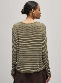 Reprocessed linen striped sweater