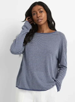 Reprocessed linen striped sweater