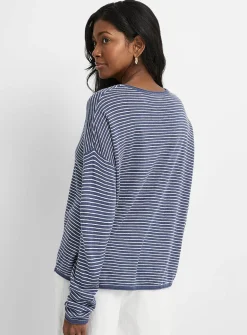 Reprocessed linen striped sweater