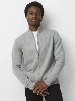 Reprocessed-cotton zipped cardigan