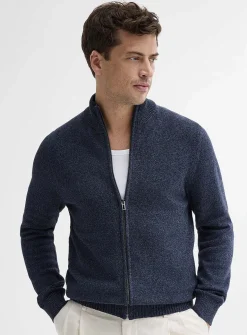 Reprocessed-cotton zipped cardigan