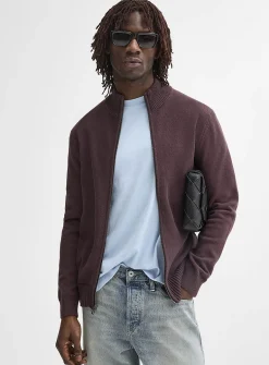 Reprocessed-cotton zipped cardigan
