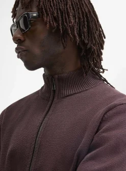 Reprocessed-cotton zipped cardigan