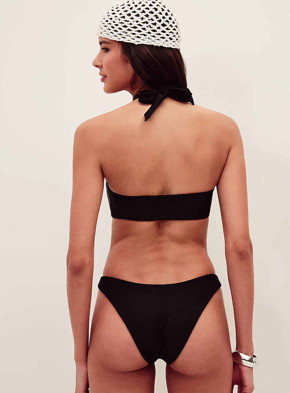 Resin hibiscus halter bandeau bikini top