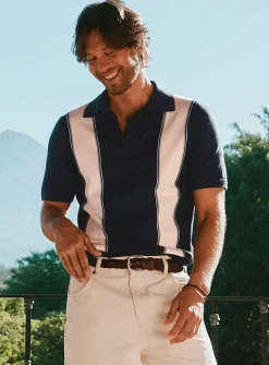 Retro block knit polo