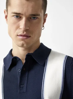 Retro block knit polo