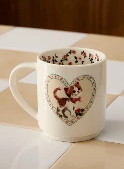 Retro cat heart mug