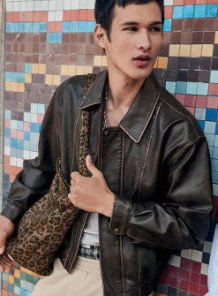 Retro faux-leather jacket