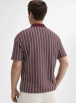 Retro stripe Johnny-collar polo