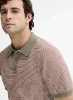 Retro stripe knit polo