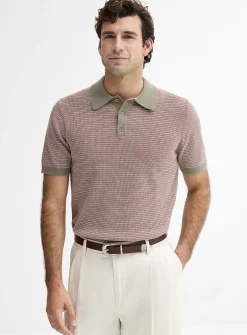 Retro stripe knit polo