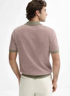 Retro stripe knit polo