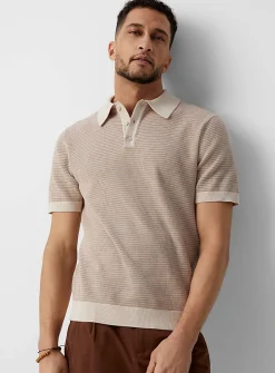 Retro stripe knit polo