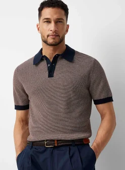 Retro stripe knit polo