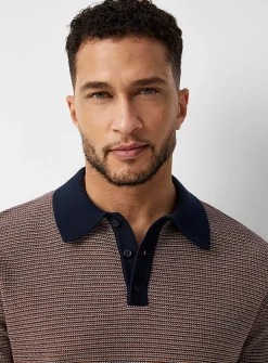 Retro stripe knit polo