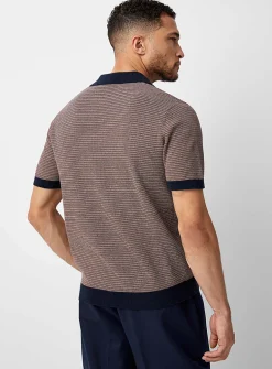 Retro stripe knit polo