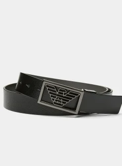 Reversible logo buckle belt