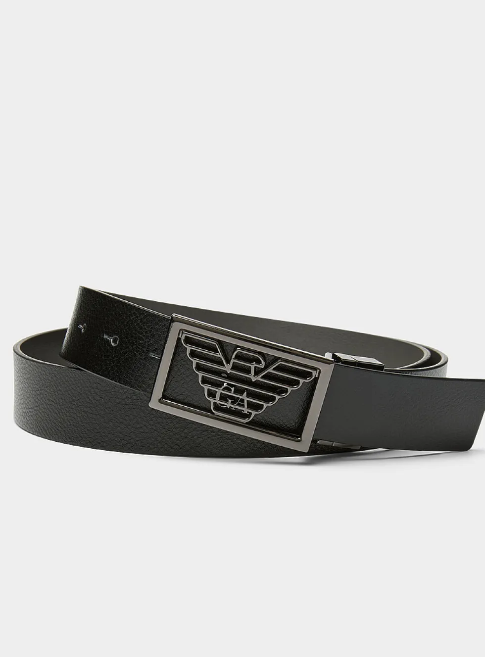 Reversible logo buckle belt