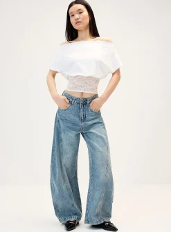Rhinestone barrel-leg jean