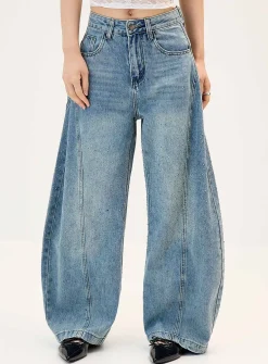 Rhinestone barrel-leg jean