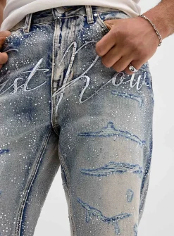 Rhinestone distressed jean