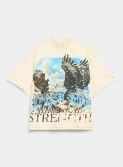 Rhinestone eagle distressed T-shirt