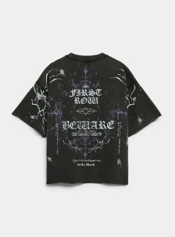 Rhinestone mutant scorpion faded-look T-shirt