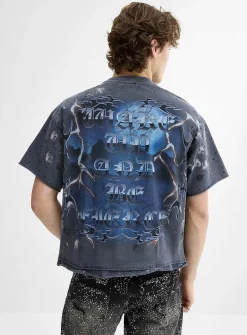 Rhinestone scorpion faded-look T-shirt