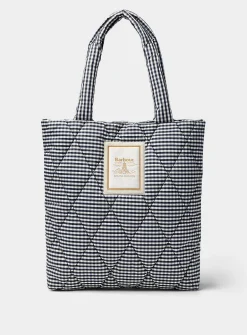 Riah gingham check quilted tote bag