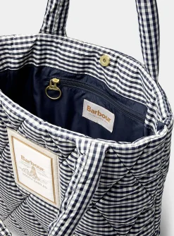 Riah gingham check quilted tote bag