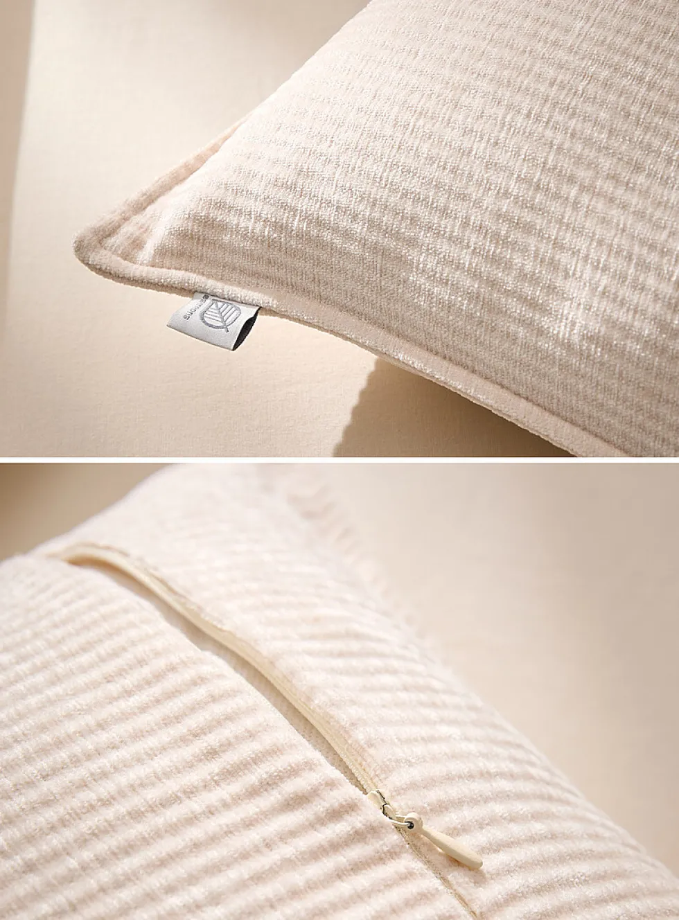 Ribbed chenille knit removable cover cushion