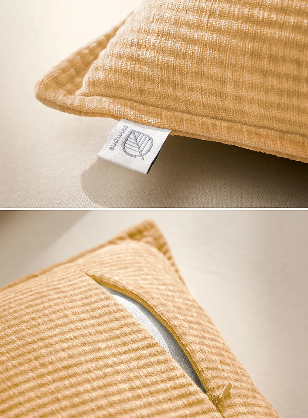 Ribbed chenille knit removable cover cushion