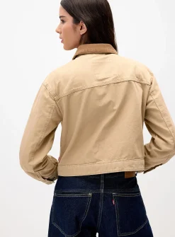 Ribbed collar utilitarian coat