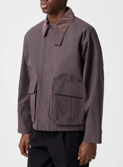 Ribbed collar windbreaker membrane jacket