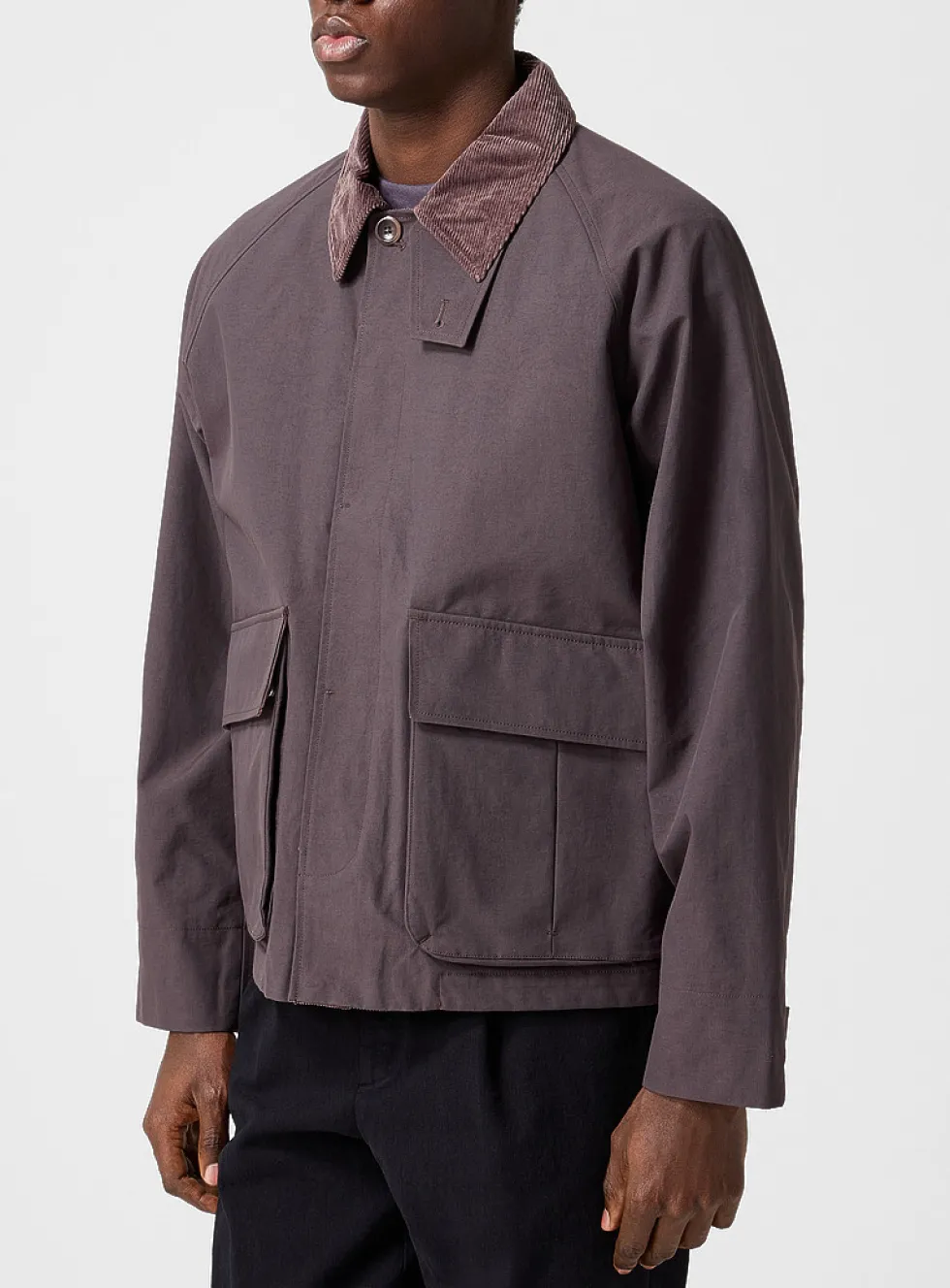 Ribbed collar windbreaker membrane jacket