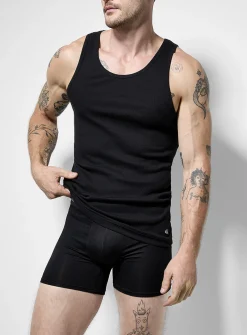 Ribbed crew neck tank undershirts