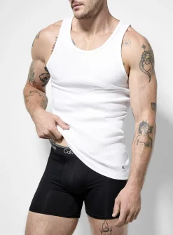 Ribbed crew neck tank undershirts